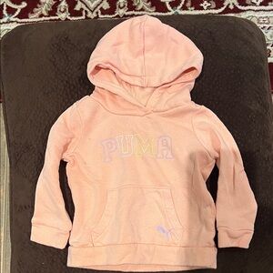 Puma Girls Peach Pink Hooded Sweatshirt with Logo